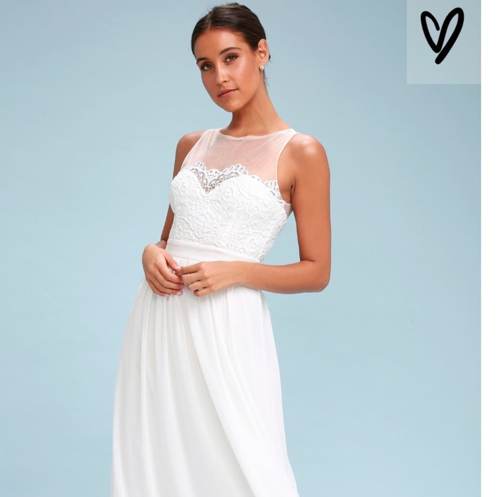 Lulus Adette Lace White Maxi Dress